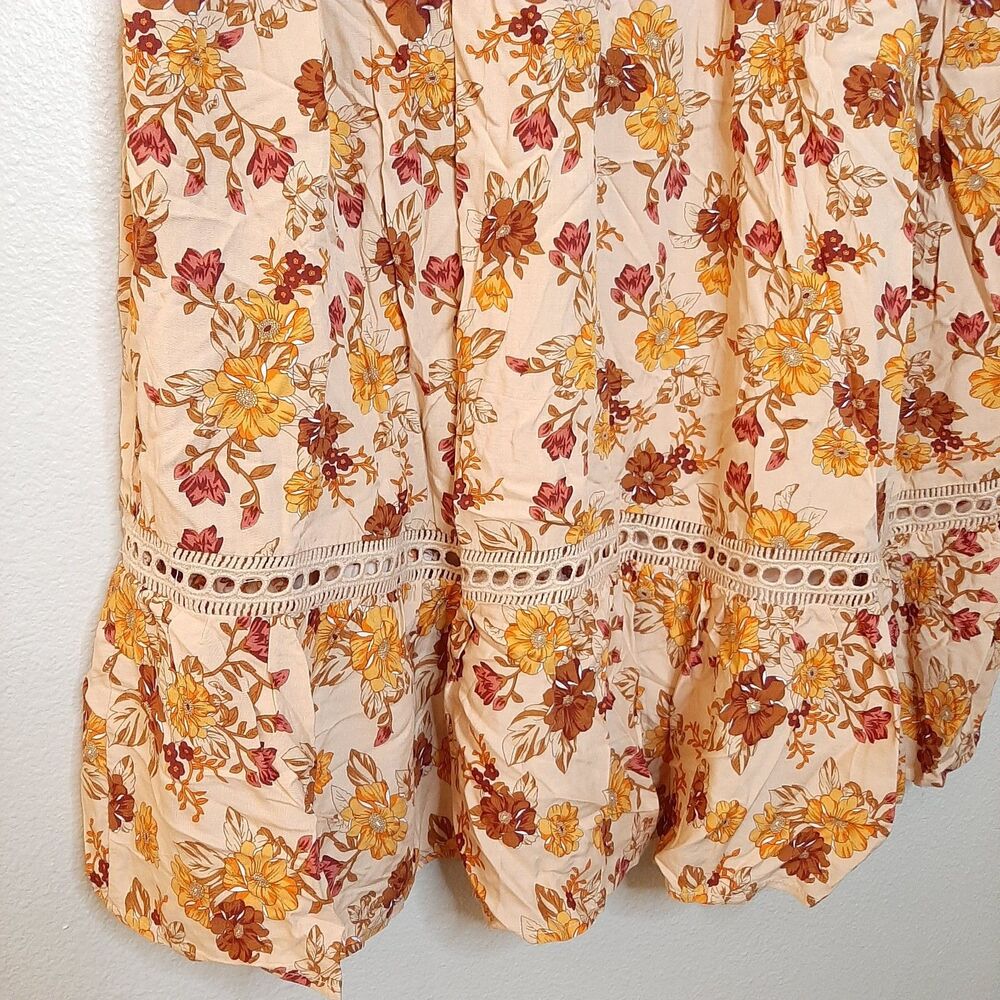 NEW Rusttydustty Dress Orange Women Size Plus 1XL Bohemia Crush Floral - Picture 7 of 11
